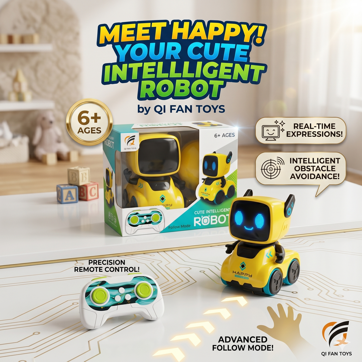 Remote & Induction Controlled Cute Robot